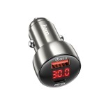 Автомобильная зарядка USB 2400 mA Hoco Z50 (PD30W/QC3.0) Серая